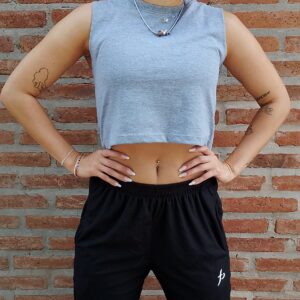 Sudadera Crop Algodón Gris