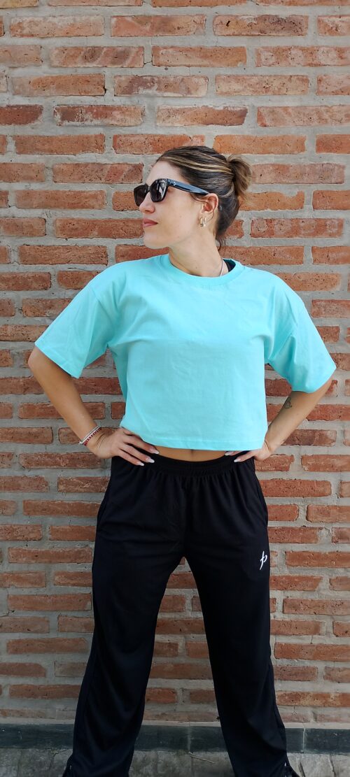 Remera Crop Oversize Aqua - Imagen 2