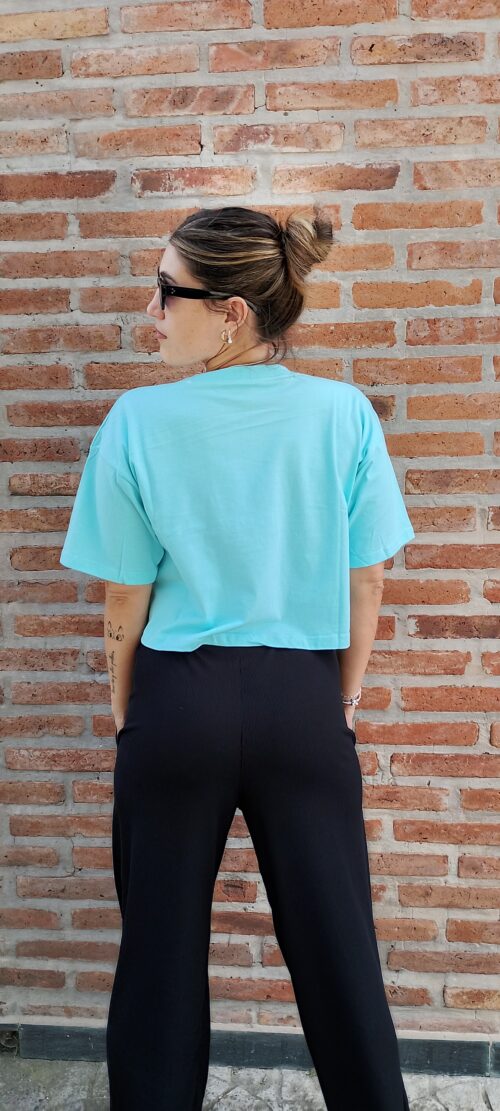 Remera Crop Oversize Aqua - Imagen 3