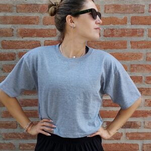 Remera Crop Oversize Gris