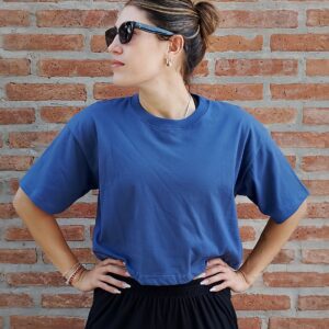 Remera Crop Oversize Azul