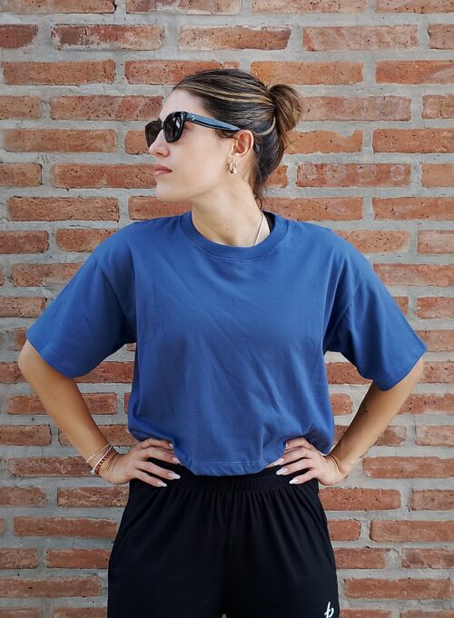 Remera Crop Oversize Azul