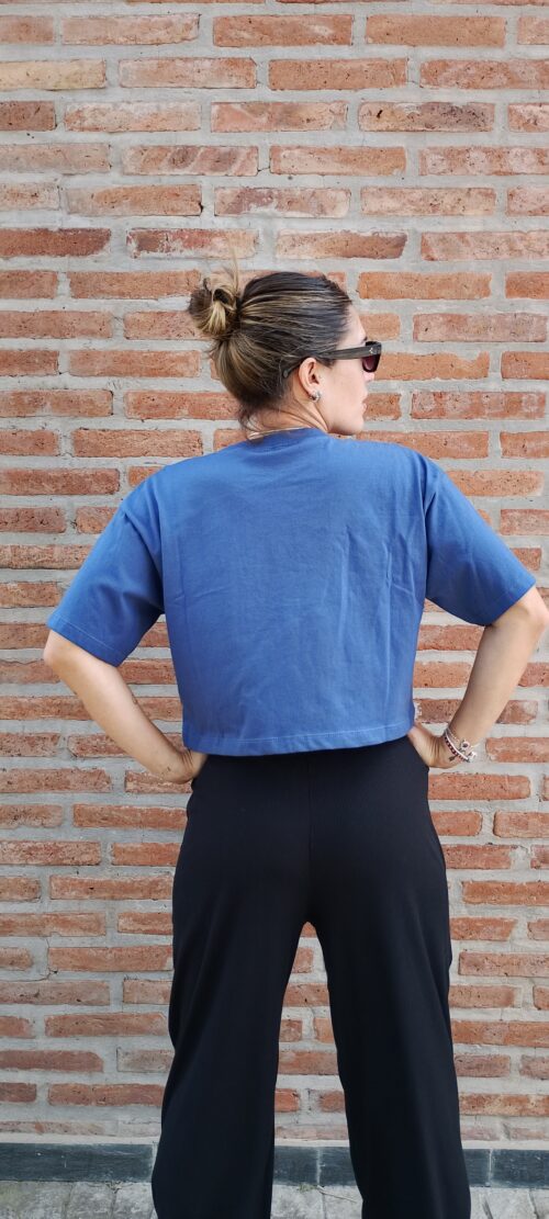 Remera Crop Oversize Azul - Imagen 2